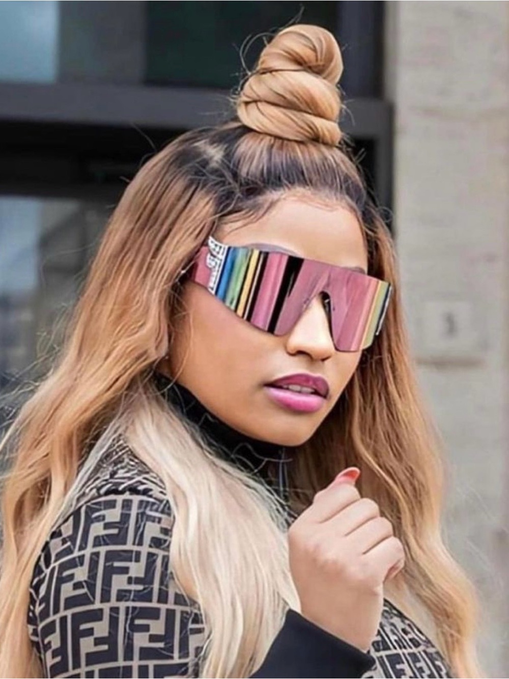 Fendi Gradient Pink Sunglasses with Silver Accents